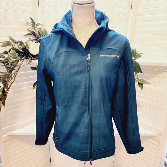 FREE COUNTRY TEAL REMOVABLE HOODED ZIP POCKET JACKET SIZE SMALL - Picture 1 of 8